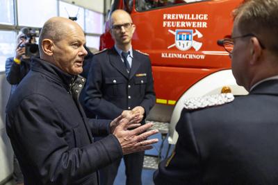 Bundeskanzler Scholz besucht seinen Wahlkreis-stock-foto