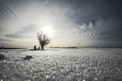 Winterzauber auf der Schw?bischen Alb, Die Schw?bische Alb hat sich in ein winterliches Wunderland verwandelt. Der Heide-stock-foto