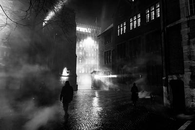Bremen, Lichter der City,  beeindruckende Lichtprojektionen und Videoinszenierungen. Unter dem Motto ?Vier Jahreszeiten? (Vivaldi)-stock-photo