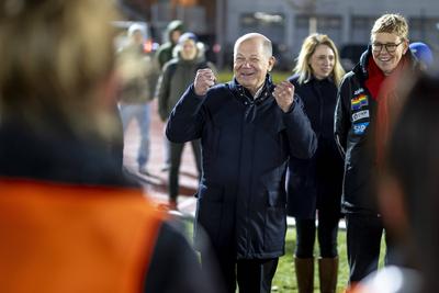 Bundeskanzler Scholz besucht seinen Wahlkreis-stock-foto