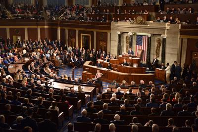 WASHINGTON, DC - JANUARY 03: U.S. Speaker of the House Mike Johnson speaks after winning the speakership for the 119th C-stock-foto