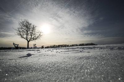 Winterzauber auf der Schw?bischen Alb, Die Schw?bische Alb hat sich in ein winterliches Wunderland verwandelt. Der Heide-stock-foto