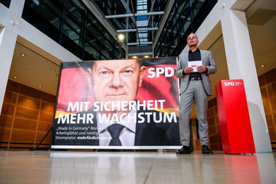 Praesentation der SPD Wahlkampagne f?r die Bundestagswahl 2025.-stock-foto