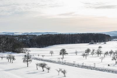 Winterzauber auf der Schw?bischen Alb, Die Schw?bische Alb hat sich in ein winterliches Wunderland verwandelt. Der Heide-stock-foto
