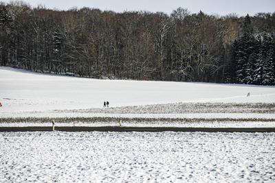 Winterzauber auf der Schw?bischen Alb, Die Schw?bische Alb hat sich in ein winterliches Wunderland verwandelt. Der Heide-stock-foto