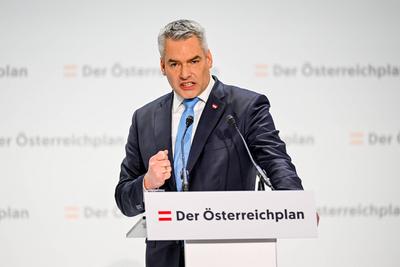 News Bilder des Tages Der ?sterreichplan, ?VP, Wels 26.01.2024, Wels, AUT, ?VP, Der ?sterreichplan, im Bild BK Karl Neha-stock-photo
