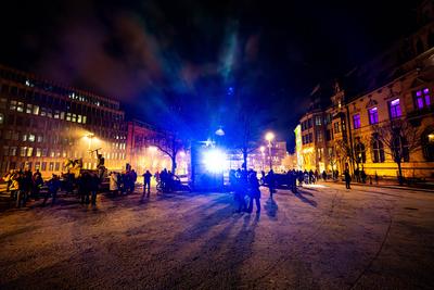 Bremen, Lichter der City,  beeindruckende Lichtprojektionen und Videoinszenierungen. Unter dem Motto ?Vier Jahreszeiten? (Vivaldi)-stock-photo