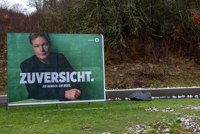 Wahlplakat der Gr?nen mit Robert Habeck im Winterwahlkampf 2025-stock-photo