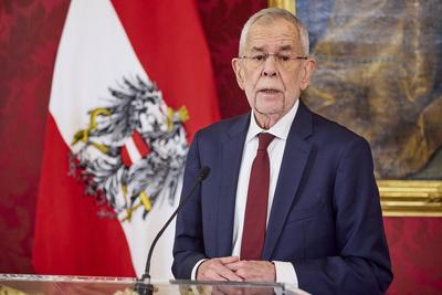 Statement Bundespr?sident Van der Bellen nach Koalitionsscheitern-stock-foto