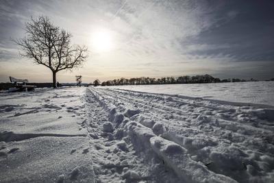 Winterzauber auf der Schw?bischen Alb, Die Schw?bische Alb hat sich in ein winterliches Wunderland verwandelt. Der Heide-stock-foto