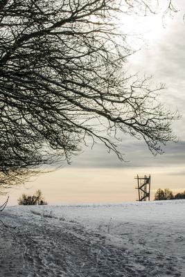 Winterzauber auf der Schw?bischen Alb, Die Schw?bische Alb hat sich in ein winterliches Wunderland verwandelt. Der Heide-stock-foto