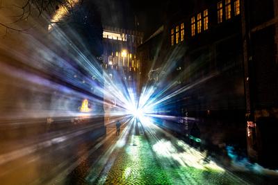 Bremen, Lichter der City,  beeindruckende Lichtprojektionen und Videoinszenierungen. Unter dem Motto ?Vier Jahreszeiten? (Vivaldi)-stock-photo