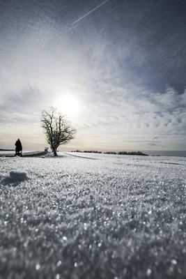 Winterzauber auf der Schw?bischen Alb, Die Schw?bische Alb hat sich in ein winterliches Wunderland verwandelt. Der Heide-stock-foto
