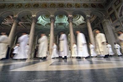 ITALY -  CARDINAL JAMES MICHAEL HARVEY OPENS THE HOLY DOOR OF THE BAILICA OF SAINT PAUL OUTSIDE THE WALLS , FOR THE JUBILEE, IN ROME  - 2025/1/5-stock-photo