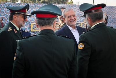 Iranian President Masoud Pezeshkian attends 47th graduation ceremony of cadets in Tehran-stock-photo
