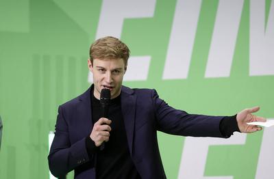 Hier im Bild Bruno Hoenel, Direktkandidat Bundestagswahlkampf 2025, Auftaktveranstaltung der Gruenen Buendnis 90/Die Gru-stock-foto