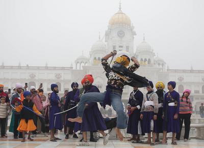 Guru Gobind Singh's birth anniversary celebrations, in Amritsar, India-stock-photo