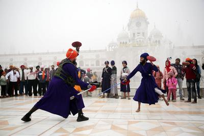 Guru Gobind Singh's birth anniversary celebrations, in Amritsar, India-stock-photo