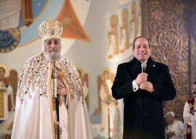Egyptian President Abdel Fattah el-Sisi, participates in Christmas celebrations at the Cathedral of the Nativity of Christ-stock-foto