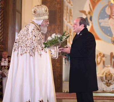 Egyptian President Abdel Fattah el-Sisi, participates in Christmas celebrations at the Cathedral of the Nativity of Christ-stock-foto