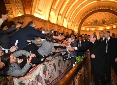 Egyptian President Abdel Fattah el-Sisi, participates in Christmas celebrations at the Cathedral of the Nativity of Christ-stock-foto