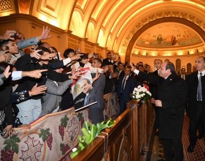 Egyptian President Abdel Fattah el-Sisi, participates in Christmas celebrations at the Cathedral of the Nativity of Christ-stock-foto