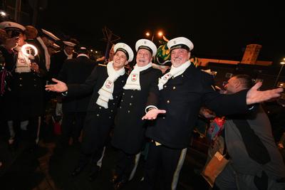 Koelner Karneval, Designiertes Dreigestirn beim Einzug in die Hofburg-stock-photo