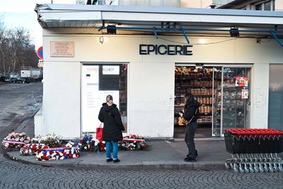 Commemorations des attentats contre Charlie Hebdo et l'Hyper Cacher-stock-foto
