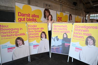 FDP-Spitzenkandidatin Katarina Blume stellt B?rgerschaftswahlkampagne in Hamburg vor-stock-foto