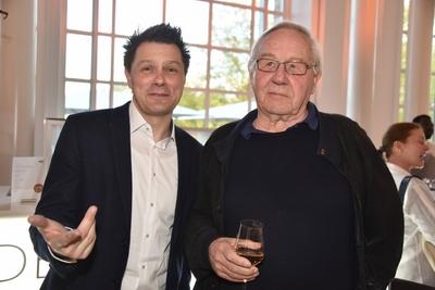 Moderator Andre Gatzke l r und Armin Maiwald Regisseur und Produzent Sendung mit der Maus beim T-stock-photo