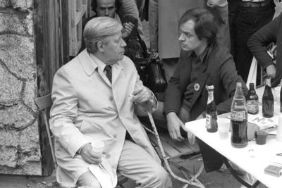 Udo LINDENBERG, rechts, Deutschland, Musiker, Rockmusiker, im Gespraech mit Helmut SCHMIDT, SPD-Politiker, Bundeskanzle-stock-photo