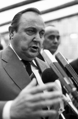 FDP-Kundgebung 1976 DEU, Deutschland, Dortmund: FDP-Kundgebung im Wahlkampf am 14.09.1976 in Dortmund. Hans-Dietrich Ge-stock-foto