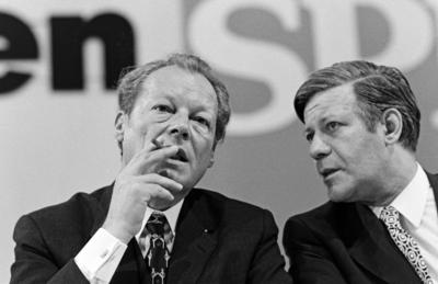 Deutsche Politker 1971 Willy Brandt und Helmut Schmidt, *** German Politicians 1971 Willy Brandt and Helmut Schmidt,-stock-photo