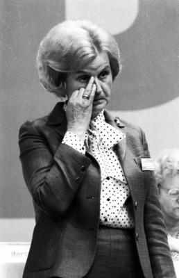 Wahlparteitag der SPD 1980 DEU, Deutschland, Essen: Wahlparteitag der SPD am 09.06.1980 in Essen. Antje Huber DEU, Germ-stock-foto