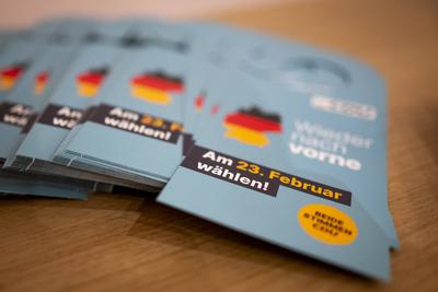 08/01/2025 - Erfurt: Merge zur Bundestagswahl der CDU. Landesvertreterversammlung der CDU Th?ringen zur Aufstellung der-stock-foto