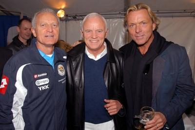 V.l.n.r.: Santo Versace (ITA/Pr?sident Versace), Werner Baldessarini (AUT/Vorstandsvorsitzender Hugo Boss AG) und Modede-stock-foto