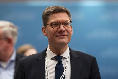 08/01/2025 - Erfurt: Der Spitzenkandidat zur Bundestagswahl und Vorsitzender der Landesgruppe Th?ringen im Deutschen Bun-stock-foto