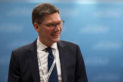 08/01/2025 - Erfurt: Der Spitzenkandidat zur Bundestagswahl und Vorsitzender der Landesgruppe Th?ringen im Deutschen Bun-stock-foto