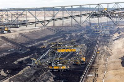 Braunkohletagebau Jaenschwalde DEU/Deutschland/Brandenburg/Jaenschwalde, 10.11.2023, Tagebau Jaenschwalde (LEAG) im laus-stock-foto