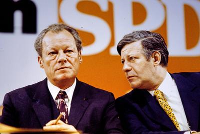 SPD Parteitag 1971 Willy Brandt und Helmut Schmidt ehemalige Bundeskanzler, Bonn Deutschland *** SPD Party Conference 1-stock-foto