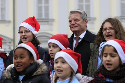 Hand-over ceremony of the Christmas tree to the German President Joachim Gauck. Berlin, Germany. November 29th, 2013. Ha-stock-foto