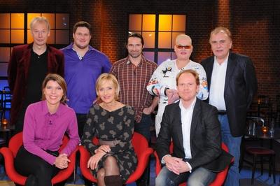 Rainer Pause, Matthias Steiner, Alexander Huber, Hella von Sinnen, Norbert Alich, vorne : Bettina B?ttinger, Petra Gers-stock-foto