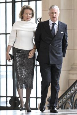 King Philippe and Queen Mathilde receive the heads of diplomatic missions-stock-photo