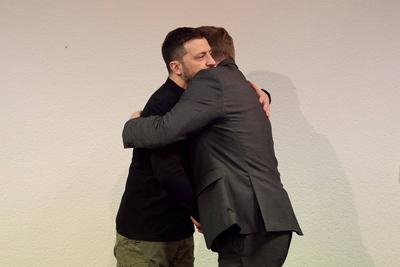 President of Ukraine Volodymyr Zelenskyy during Working Visit to Germany-stock-photo