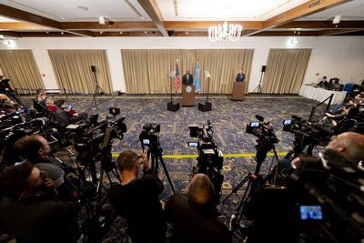 Ukraine Defense Contact Group meeting Ramstein-stock-photo