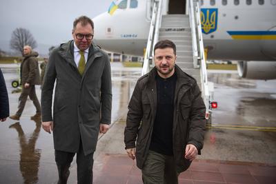 President of Ukraine Volodymyr Zelenskyy during Working Visit to Germany-stock-photo
