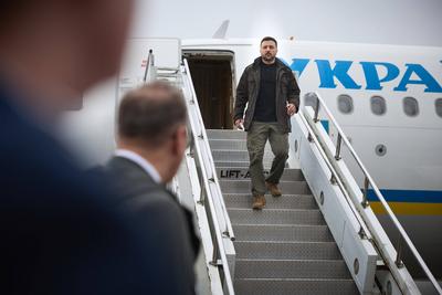 President of Ukraine Volodymyr Zelenskyy during Working Visit to Germany-stock-photo