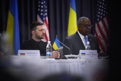 President of Ukraine Volodymyr Zelenskyy during Working Visit to Germany-stock-photo