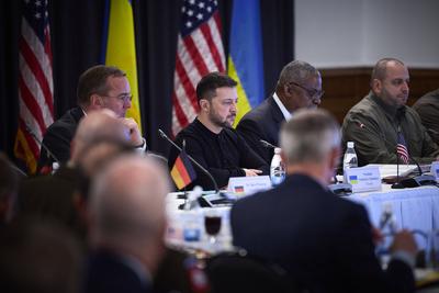 President of Ukraine Volodymyr Zelenskyy during Working Visit to Germany-stock-photo