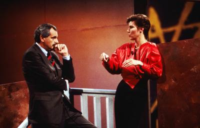 Parlazzo Parlazzo, Medienshow, Deutschland 1991 - 1998, Sendung vom 3. Februar 1995, Journalist und Fernsehmoderator Ulr-stock-foto